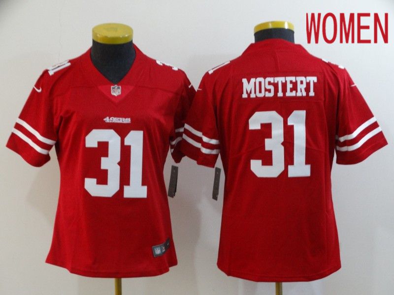 Women San Francisco 49ers 31 Mostert Red Nike Vapor Untouchable Limited NFL Jersey